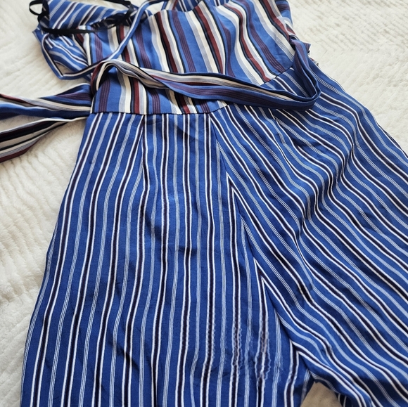 Rag & Bone Felix Stripe Jumpsuit V-neck Criss-Cross back - Picture 10 of 14